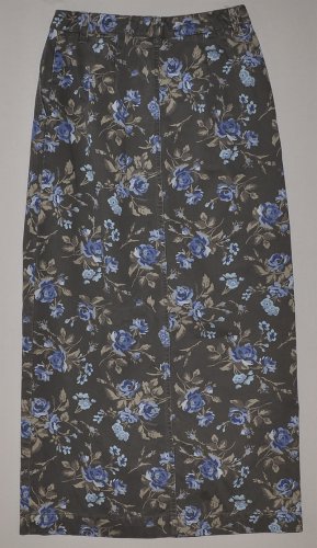 EDDIE BAUER Women's Long straight floral skirt with front slit 4