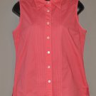 TOMMY HILFIGER Women's pink stretch sleeveless fitted collared button up shirt 8