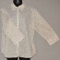 IZOD Women's beige 3/4 sleeve paisley print fitted button up shirt LARGE