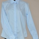 LANDS END Women's blue stretch l/s striped fitted button up shirt 6