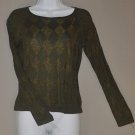 TALBOTS Women's l/s metallic diamond silk sweater SMALL PETITE