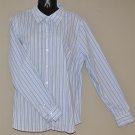 IZOD Women's blue stretch l/s striped fitted button up shirt XL