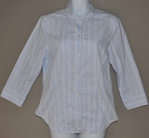 GAP Women's l/s striped fitted button up dress shirt 6