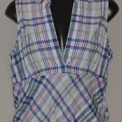 DKNY Women's sleeveless plaid V-neck collared shirt 8