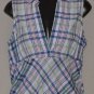 DKNY Women's sleeveless plaid V-neck collared shirt 8