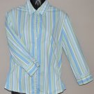NEW YORK & COMPANY Women's stretch 3/4 sleeve striped button up shirt MEDIUM