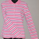 AMERICAN EAGLE Women's stretch l/s striped polo style shirt MEDIUM