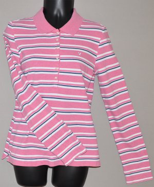 AMERICAN EAGLE Women's stretch l/s striped polo style shirt MEDIUM