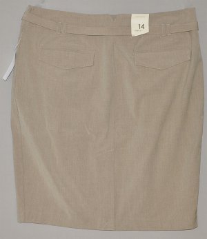 OLD NAVY Women's beige stretch above knee pleated pencil skirt with back slit 14