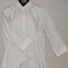 LANDS END Women's stretch 3/4 sleeve plaid fitted button up dress shirt 12