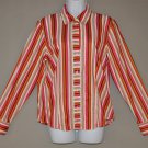 LIZ CLAIBORNE Women's l/s striped fitted button up shirt 8