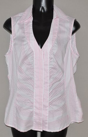 EXPRESS Women's stretch sleeveless stripe fitted button up collared shirt MEDIUM