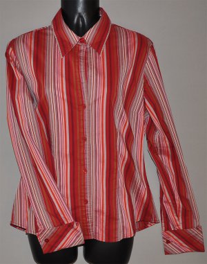 NEW YORK & CO Women's l/s striped button shirt MEDIUM