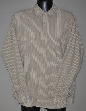 EDDIE BAUER Men's l/s button up striped shirt MEDIUM