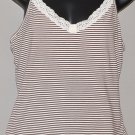 LAUREN Women's stretch lace trim striped tank top with built in bra MEDIUM