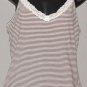 LAUREN Women's stretch lace trim striped tank top with built in bra MEDIUM