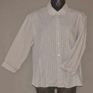TALBOTS Women's 3/4 sleeve plaid fitted button up shirt MEDIUM