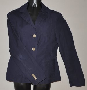 LANDS END Women's dark blue stretch l/s fitted button up jacket 8