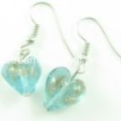 GER083 LAMPWORK GLASS AQUA HEART DANGLE EARRINGS 300 PAIRS