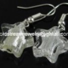 GER096 LAMPWORK GLASS CLEAR SILVER STAR DANGLE EARRINGS 300 PARIS