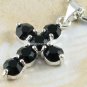 AP168 BLACK RHINESTONE CROSS ROUND 18KGP PENDANT 300 PCS