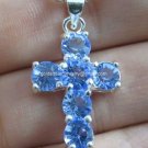 AP172 BLUE RHINESTONE CROSS ROUND 18KGP PENDANT 300 PCS