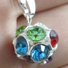 AP173 COLORFUL RHINESTONE CUBE DICE SILVER PENDANT 300 PCS