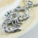 AP224 CLEAR RHINESTONE SCORPION SILVER PLATED PENDANT 300 PCS