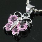 AP230F PINK RHINESTONE BUTTERFLY 18KGP PENDANT 300 PCS