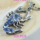 AP226 LIGHT BLUE RHINESTONE SCORPION SILVER PLATED PENDANT 300 PCS
