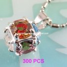 AP186 COLORFUL RHINESTONE CUBE DICE 18KGP PENDANT 300 PCS