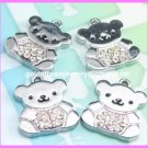 AP335  RHINESTONE BEAR SILVER CHARMS PENDANT 500PCS