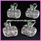AP337 RHINESTONE APPLE SILVER CHARMS PENDANT 500PCS