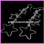 AE636  STAR SILVER LONG DANGLE EARRINGS 3" 300 PAIRS