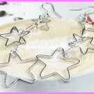AE636  STAR SILVER LONG DANGLE EARRINGS 3" 300 PAIRS