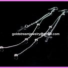 AE638 CROSS SILVER LONG DANGLE EARRINGS 4.75" 300 PAIRS