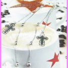 AE635 CROSS SILVER LONG DANGLE EARRINGS 5" 300 PAIRS