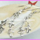 AE632 CROSS RHINESTONE SILVER EARRINGS 2.25" 300 PAIRS