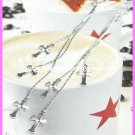 AE631 CROSS SILVER LONG DANGLE EARRINGS 4.5" 300 PAIRS