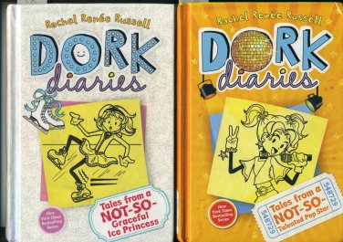 Lot of 2 Dork Diaries #3 Pop Star and #4 Ice Princess by Rachel Renee Russell Hardcover