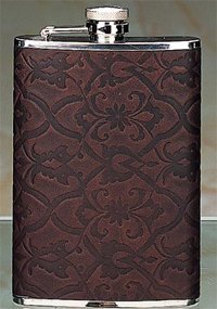 Flask Brown Leather Stamped Flask