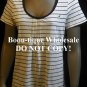 NAUTICA BLACK AND WHITE STRIPE SHORT SLEEVE PINTUCK SLEEP SHIRT TOP $32 3431KS