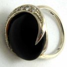 Elegant Onyx  Moon Ring
