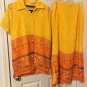 Prianka's Womens 3 Pc Blouse Tank Skirt Set Size S Yellow orange Long Top shirt