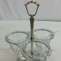 Komex Condiment Carousel Server Silver chrome gold w Spoons Serving Dish Handle