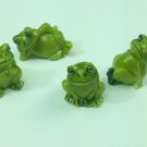 Vintage 4 Pc Green Frog Lot Miniature Figurine Hong Kong Hard Plastic Celluloid Vintage 4 Pc Green Frog Lot Miniature Figurine Hong Kong Hard Plastic Celluloid