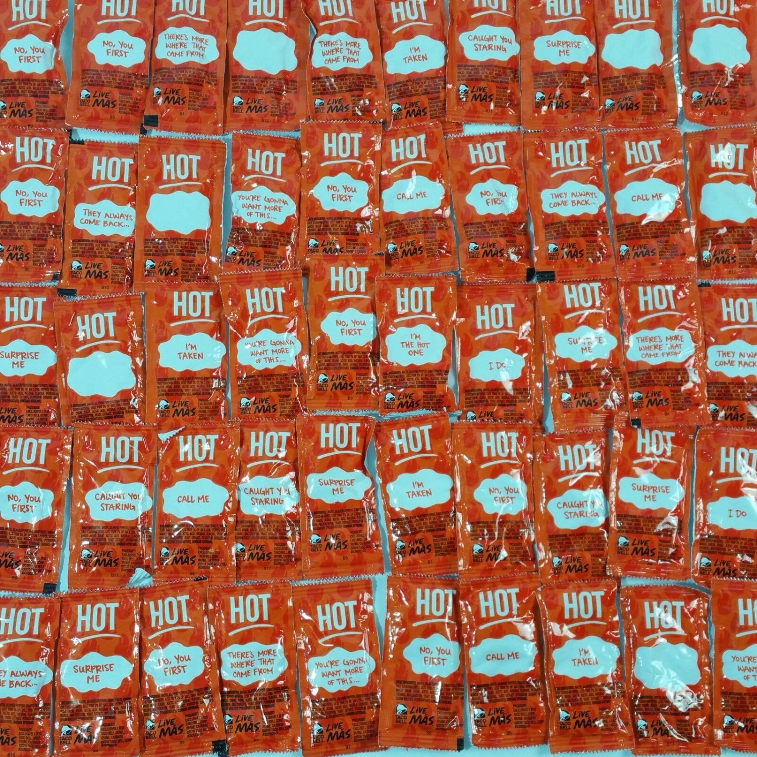 New Taco Bell 50 Hot Sauce Packets Assortment Fresh 5463