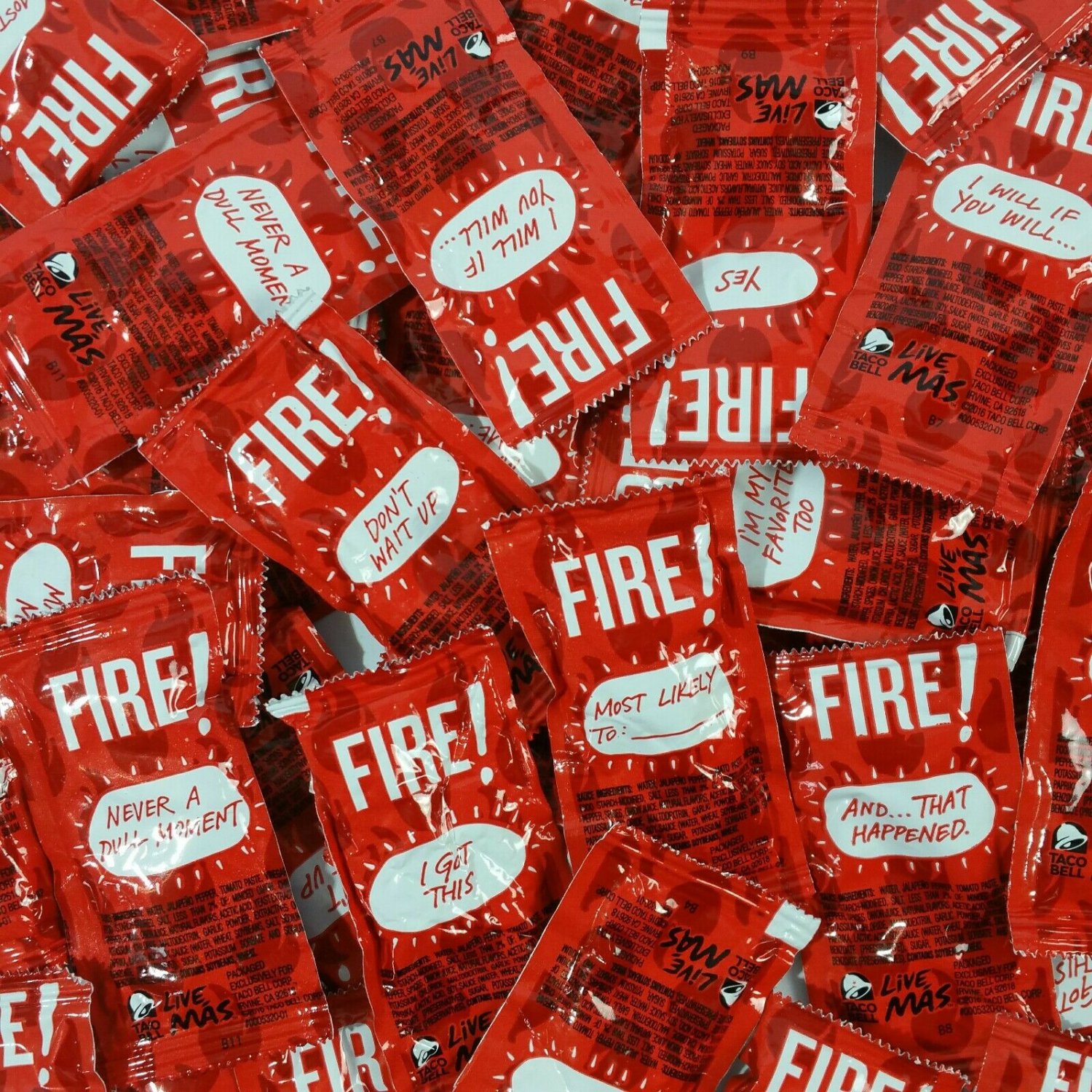 NEW Taco Bell 50 FIRE Sauce Packs Packets Assortment FRESH individual