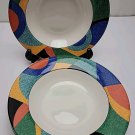 4 Victoria Beale Casual Accents 9019 Rimmed Soup Bowls Porcelain Geometric Salad