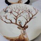 Pier 1 Imports ALEXANDER Salad Plate The Rein Deer Birds Antlers Winter 8.75”